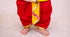 Fancy Zari Print Krishna Dress for Baby Boys, Kurta with Dhoti, Yellow and Red