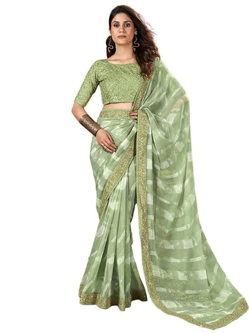 Vasthrlay Georgette Embroidery Unstitched Red Saree