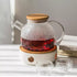 ZROY Enterprise Round Glass Tea Pot(Wooden Lid)