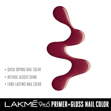 Lakme 9 to 5 Primer + Gloss Nail Colour | Red Alert