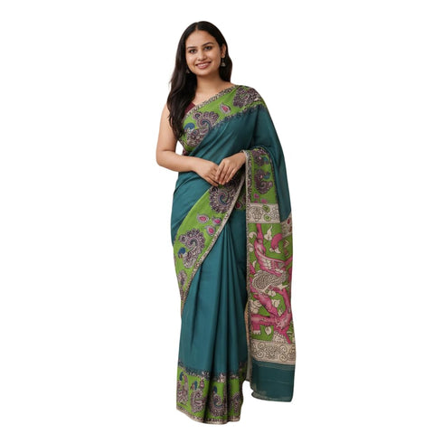 Vasthrlay Kalamkari Printed Cotton Linen Traditional