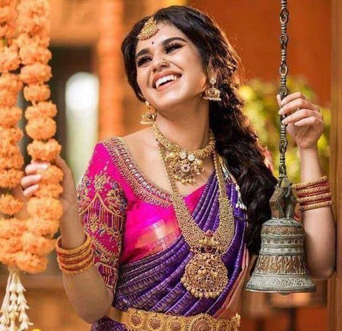Vasthrlay Purple Kanjivaram Saree