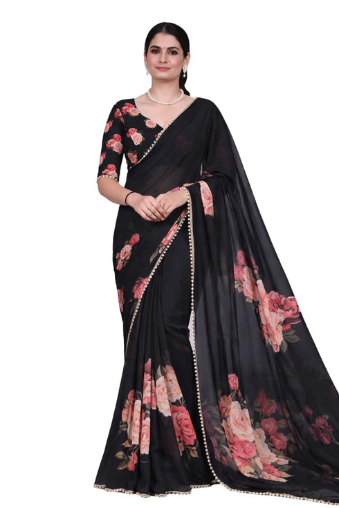 Vasthrlay Georgette Detailing Lightweight Breathable