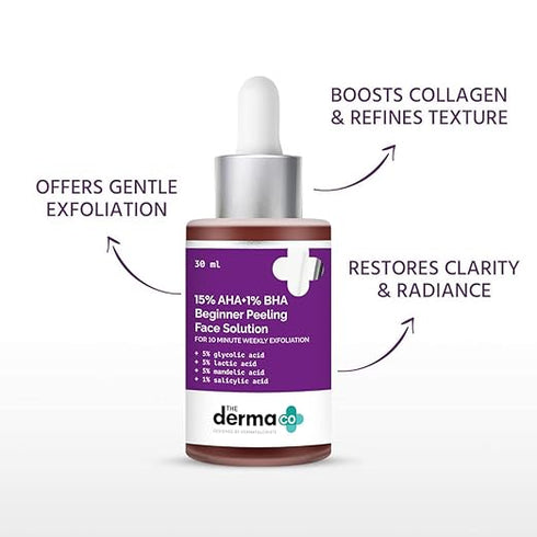 The Derma co 15% AHA+1% BHA Beginner Face Peeling Solution