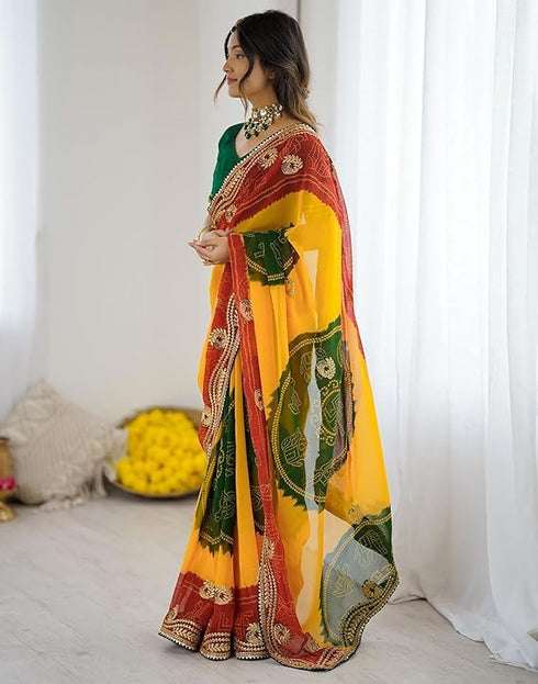 Vasthrlay Georgette Bandhani Embroidery
