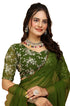 Designer Georgette Saree with Embroidered Blouse Piece