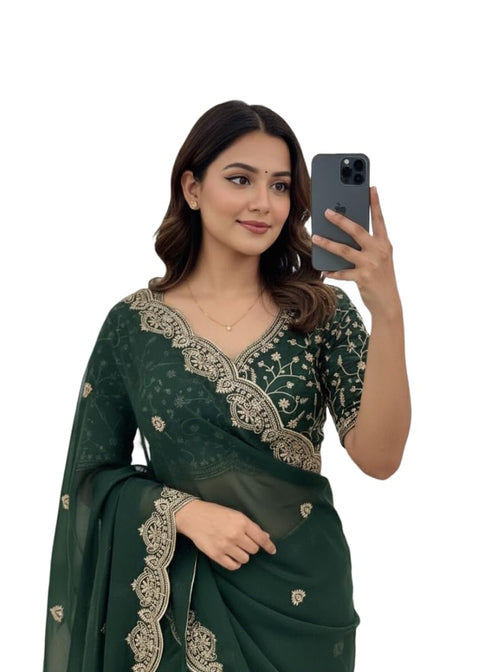 Vasthrlay Georgette Embroidery Saree Embellishments
