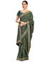Vasthrlay Georgette Embroidery Unstitched Dark Green Saree