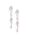 925 Sterling Silver Rhodium Plated Tourmaline Stud with Chain Earring