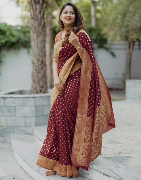 Vasthrlay Womens Banarasi Unstitched Olive Green Saree