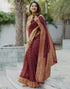 Vasthrlay Womens Banarasi Maroon Saree With Unstitched Blouse Piece