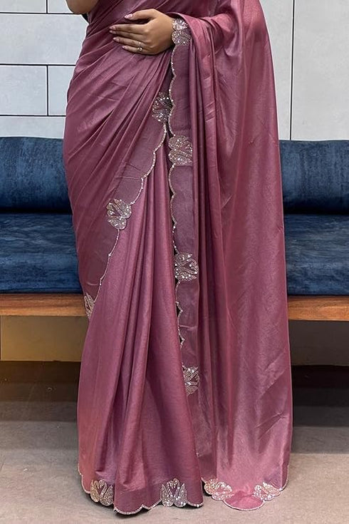 Vasthrlay Purple Border Unstitched Saree