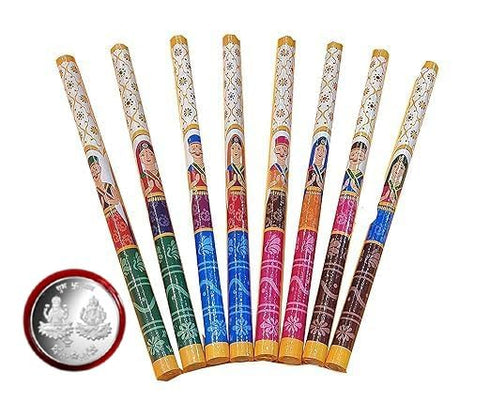Anshri Raja Rani Dandiya Sticks Multicolor Wooden Multicolor
