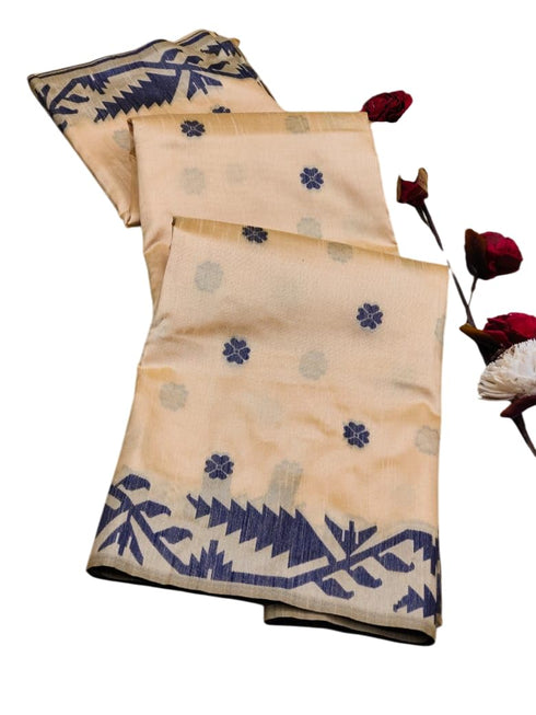 Vasthrlay Tussar Kalamkari Geometric Design Thread