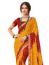 Vasthrlay Bandhani Printed Chiffon Yellow | Red Saree With Unstitched Blouse Piece