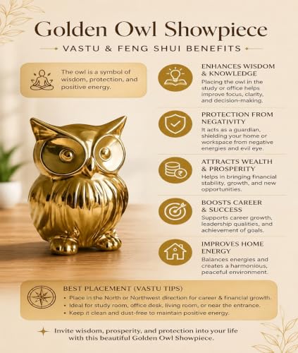 Chocozone Owl Showpiece for Good Luck Vastu Feng Shui Items for Home Decor Figurines Decorative Items