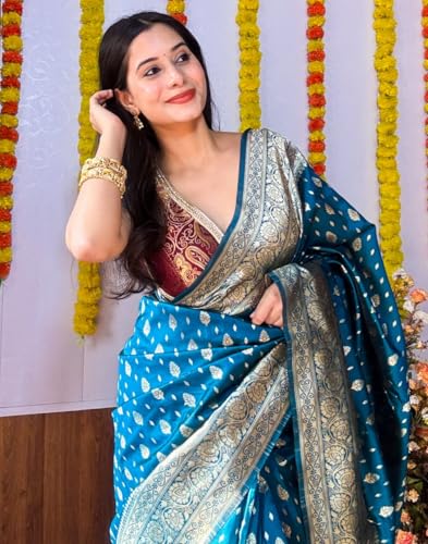 Vasthrlay Banarasi Kanjivaram Kanchipuram BS09 Saree With Blouse Piece