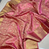 Vasthrlay Pink Tissue Banarasi Soft Silk Pink Saree Tissue Jaal Work With Golden Border
