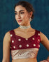Vasthrlay Banarasi Jacquard Unstitched White Saree
