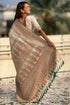 Vasthrlay Kanjivaram Pure Soft Silk Cream Saree With Unstitched Blouse Piece