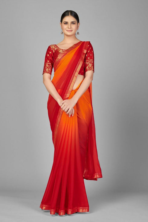Vasthrlay Two Tone Georgette Turquoise Embroidered