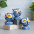 Blue Resin Cute Owl Statues Bird Figurines | Decorative Showpieces for Home
