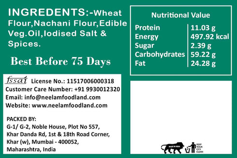 Neelam Foodland Whole Wheat Nachani Masala Khakhra