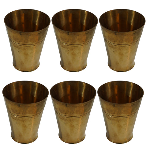 Pure Brass Small Drinking Glass | Pack of 6