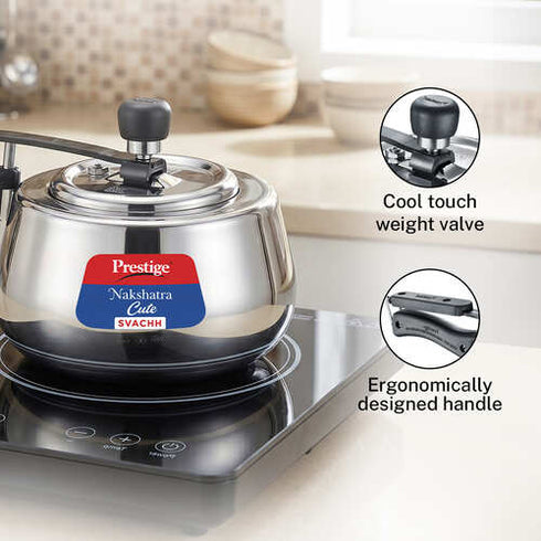 Prestige Nakshatra Cute Svachh Stainless Steel Pressure Cooker 1.5 L