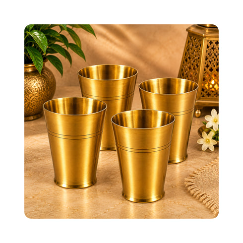 Pure Brass Plain Lassi Glass | Pack of 4