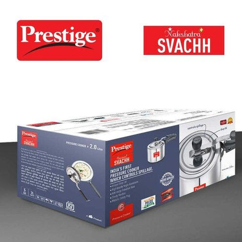 Prestige Nakshatra Plus Svachh Aluminium Spillage Control Pressure Cooker Silver 5 L