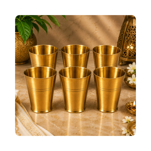 Pure Brass Small Drinking Glass | Pack of 6