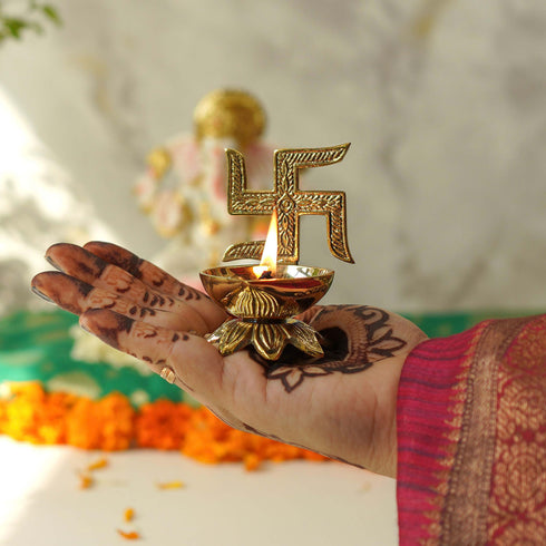 Swastik Brass Diya