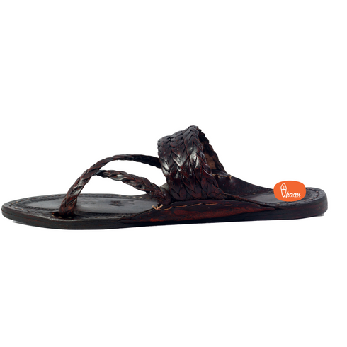 Vhaanfootwear Dark Brown Special Cross Belt Kolhapuri Chappal For Men