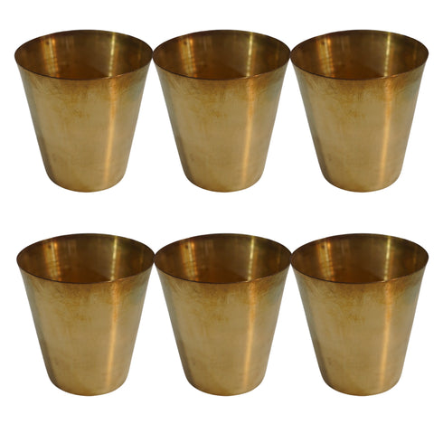 Pure Brass Small Drinking Glass | Pack of 6