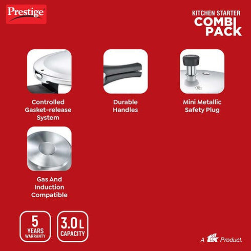 Prestige Popular Gas And Induction Compatible Pressure Cooker 3 L Platina