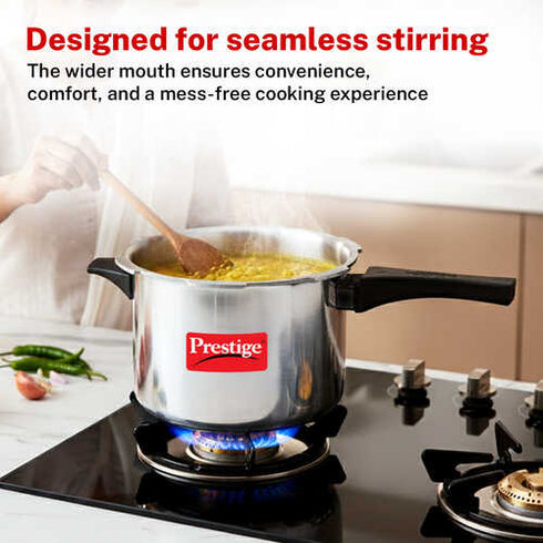 Prestige Popular Virgin Aluminium Precision Weight Valve Pressure Cooker 5 L Silver