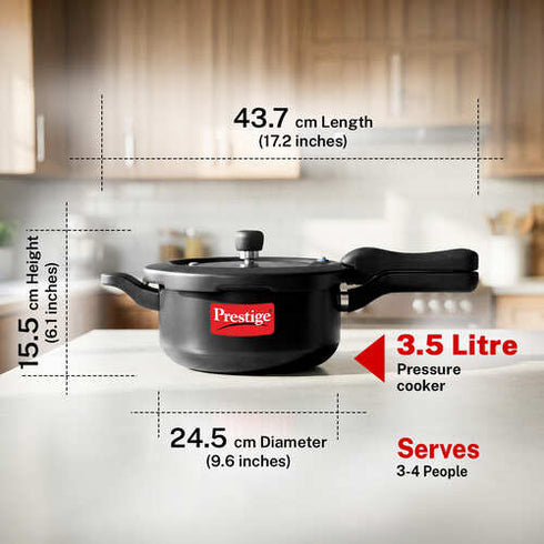 Prestige Svachh Hard Anodised Spillage Control Pressure Cooker 3.5 L Black