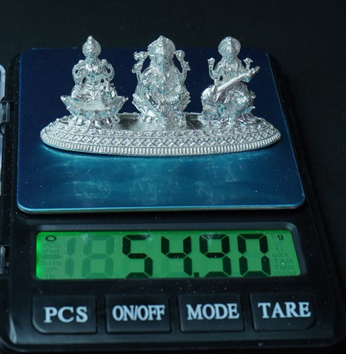 Pure Silver Laxmi Ganesh Saraswathi 54.9g By Mahita Collections