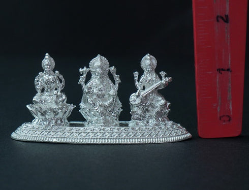 Pure Silver Laxmi Ganesh Saraswathi 54.9g By Mahita Collections