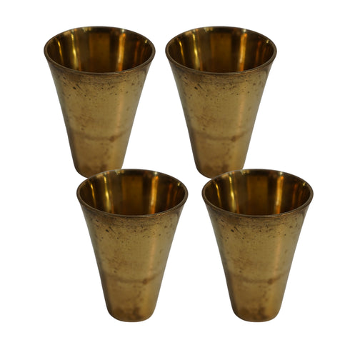 Pure Brass Handcrafted Tumbler Glass | Pack of 4