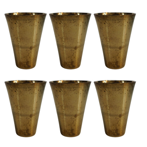 Pure Brass Handcrafted Tumbler Glass | Pack of 6