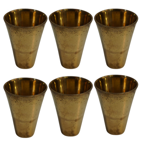 Pure Brass Handcrafted Tumbler Glass | Pack of 6