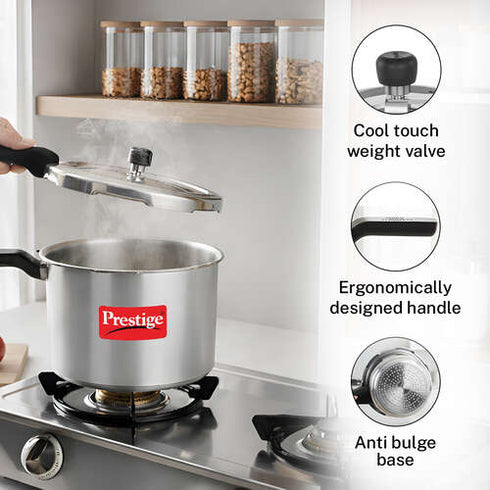 Prestige Svachh Aluminium Anti Bulge Gas And Induction Compatible Pressure Cooker 3 L Silver
