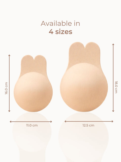 UNDERNEAT Reusable Adhesive Bunny Ups – Rabbit Ear Lift Design, Non-Adhesive Nipple Zone, Extra Lift Support - Beige