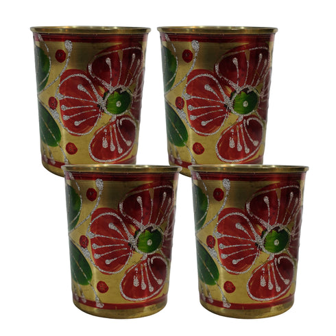 Pure Brass Handcrafted Tumbler Glass | Pack of 4