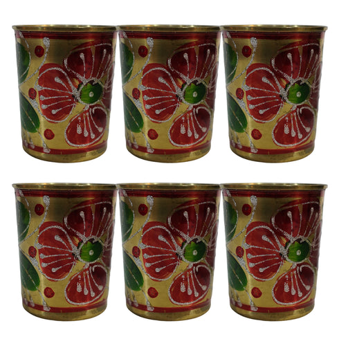 Pure Brass Handcrafted Tumbler Glass | Pack of 6