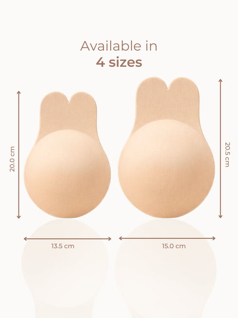 UNDERNEAT Reusable Adhesive Bunny Ups – Rabbit Ear Lift Design, Non-Adhesive Nipple Zone, Extra Lift Support - Beige