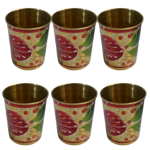 Pure Brass Handcrafted Tumbler Glass | Pack of 6