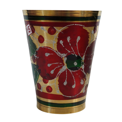 Pure Brass Flora Design Drinking Glass | Pack of 1